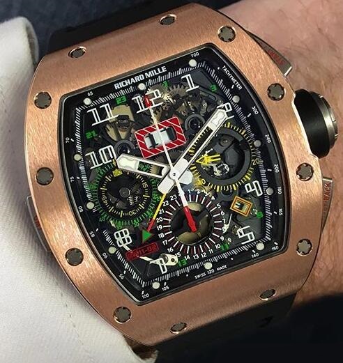 Richard Mille Replica Watch RM 011-02 Gold Flyback Chronograph Dual Time Zone